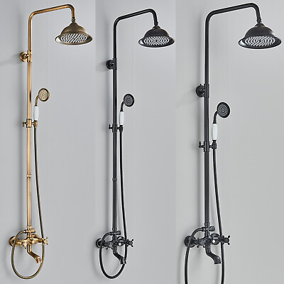 #ad Outdoor Shower Fixture System Combo Faucet Set Double Cross Handle Wall Mounted $99.00