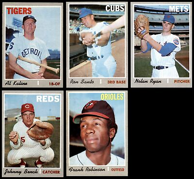 #ad 1970 Topps Baseball High Number Complete Set Cards #634 to #720 7 NM $3790.00