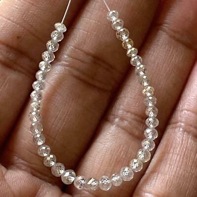 #ad 6 Beads 3mm Rare Natural Clear White Diamond Faceted Rondelle Round Beads Loose C $2020.95