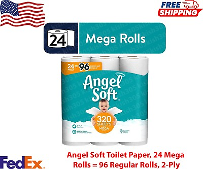 #ad #ad Angel Soft Toilet Paper 24 Mega Rolls = 96 Regular Rolls 2 Ply $15.35