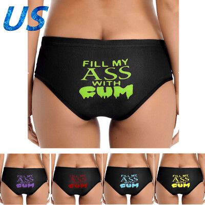#ad US Women#x27;s Letter Printing Panties Naughty Briefs Lingerie Funny Bottoms Thongs $5.45