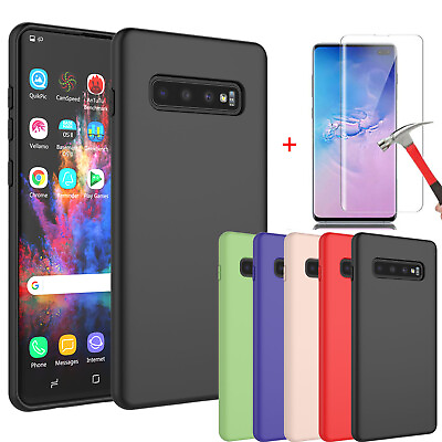 #ad For Samsung Galaxy S10 S10e S10 Plus Silicone Case Cover with Screen Protector $5.69