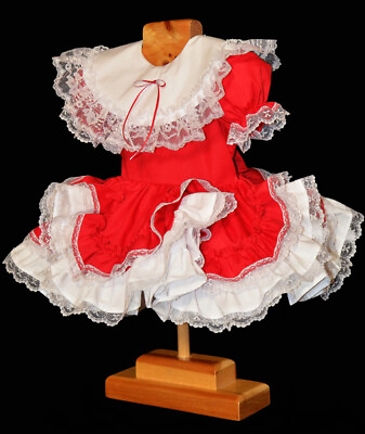 #ad Adult Maid Baby Sissy Girl Red mini dress Cosplay Costume Tailor made $73.50