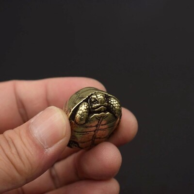 #ad Solid Heavy Brass Tortoise Figurine Miniature Vintage Turtle Tea Pet Ornament $8.99