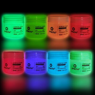 #ad Glow in the Dark Paint Set of 8 Colors 20 ml 0.7 oz Acrylic Paint... $19.99