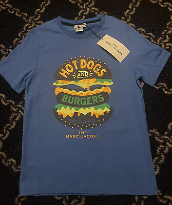 #ad Marc Jacobs Kids graphic print organic cotton Blue Hot Dog burger T shirt Sz 12 $60.00
