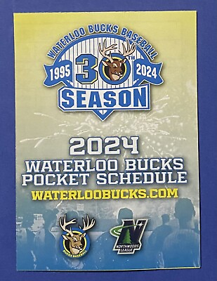#ad 2024 WATERLOO BUCKS Schedule ⚾️ Minor Baseball Sked Not 2023 $1.65