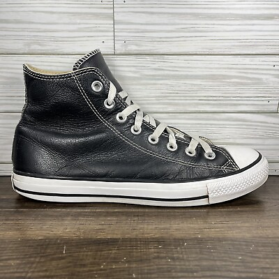 #ad Converse Chuck Taylor All Star High Leather Black Shoes M 8.5 W 10.5 $45.00