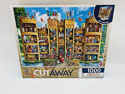 #ad Master Pieces Cutaway 1000 Piece Puzzle Medieval Castle Large Grip Pieces $10.99