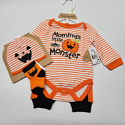 #ad 3 Months INFANT HALLOWEEN OUTFIT Set w Pants Hat Socks Mommy#x27;s Little Monster $13.99