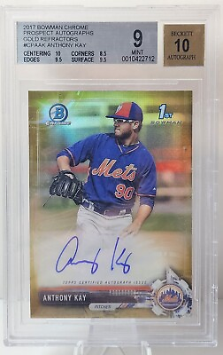 #ad 2017 Bowman Chrome Prospect Auto #CPAAK Anthony Kay 1st Gold Ref BGS 9 10 $39.99