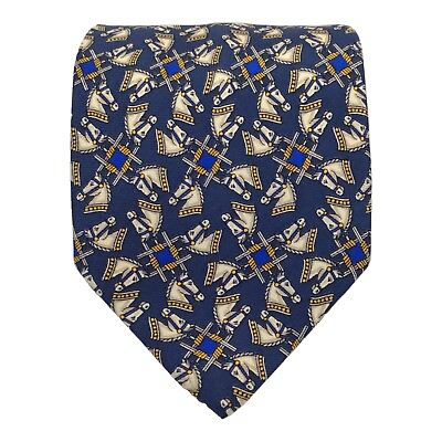 #ad RENATO BALESTRA Blue Horse Head Printed Silk Tie Made In Italy 58quot; 3quot;.3 4 EX CD $37.98