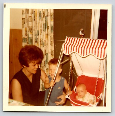 #ad Photograph Photo Vintage Family Vintage Picture Mom Baby Swing $12.11