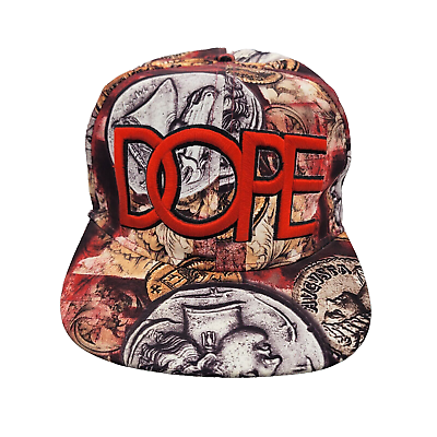 #ad DOPE Mens One Size Brown Grey Head Horse Print Embroidered Logo Snapback Hat Cap $29.95