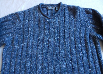 #ad Think Wool Blue Gray Knit V Neck Sweater XL Mens Structure Pullover $27.99