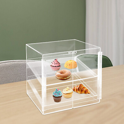 #ad 2 Layers Acrylic Pastry Donut Display Case Self Serve Cake Dessert Display Box $76.00