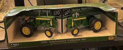 #ad 2006 Ertl John Deere 320 420 Tractor Set 50th Anniversary Original Box Farm Toy $129.99