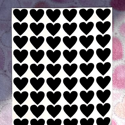 #ad Glossy Black Heart Stickers Custom Size Cute for Valentines Crafts $3.00