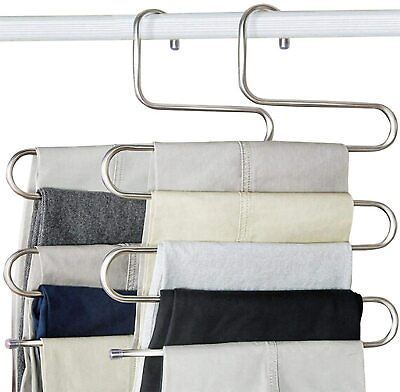#ad Trousers Hanger 5 Layers S Shape Pants Scarf Hanger Holder Closet Space Saver $6.39