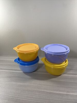#ad Tupperware Set of 4 Ideal Lit#x27;l Bowls Multicolor w Matching Seals 8 oz New $23.84
