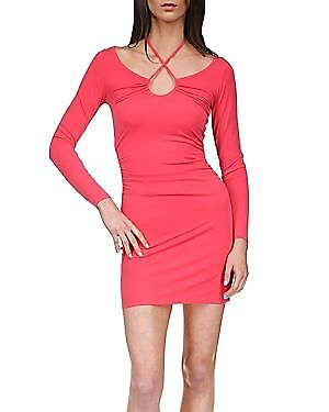 #ad Michael Kors Women#x27;s Dress Sz XS Strappy Long Sleeve Mini Red $73.96