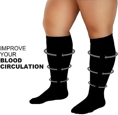 #ad Plus Size XXXL Compression Socks with Extra Wide Calf Knee High Firm Support $54.14