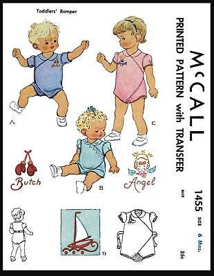 #ad McCall 1455 Pattern Unisex Romper Playsuit Toddler Boy Girl Embroidery $5.49