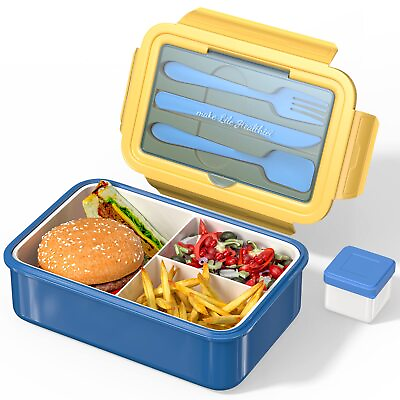 #ad Bento Lunch Box for Kids 1400 ML Blue amp; Yellow Unisex Meal Holder Plasti... $19.68