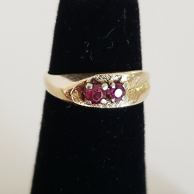 #ad 14K Yellow Gold Ring with 2 Red Topaz 2.1g Size 3 6711 $144.95