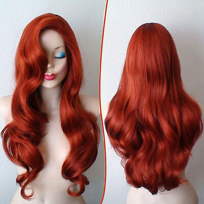 #ad Womens Jessica Rabbit Wig Long Wavy Curly Princess Costume Cosplay Party Hair $20.99