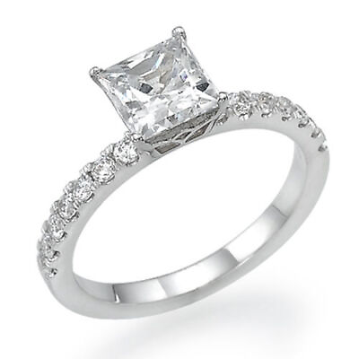 #ad 0.80 CT D SI1 Ladies Princess Cut Diamond Engagement Ring 950 Platinum $1749.60