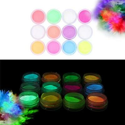 #ad Glow in the Dark Powder – Pack of 12 Luminous Pigment Powder Fluorescent UV Neo $11.49