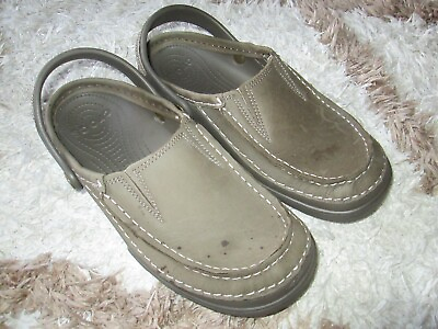 #ad Crocs Yukon Vista Leather Clogs Mens 8 Tan Brown Nubuck Shoes $42.74