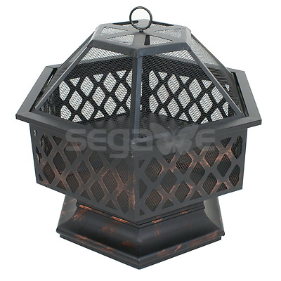 #ad 24quot; Hex Shaped Fire Pit Firepit Bowl Fireplace Backyard Outdoor Home Garden $64.58