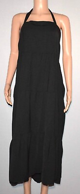 #ad Women#x27;s Halter Pinup Black Long Dress Size 16W $18.99