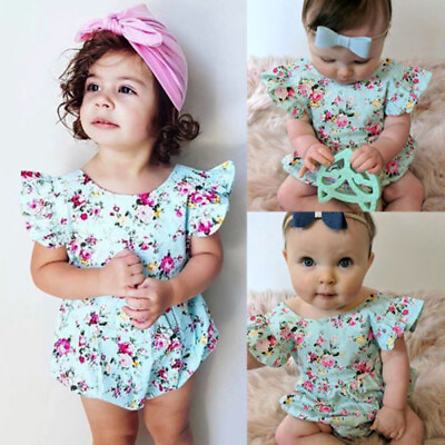 #ad Newborn Toddler Baby Girl Romper Tops Ruffle Bodysuit Jumpsuit Clothes Outfits $16.78