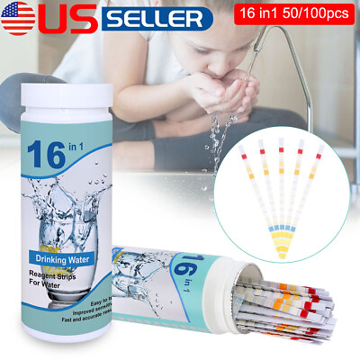 #ad 100Pcs 16 in 1 Drinking Water Test Kit Strips Home Water Quality Test for Tap US $12.35