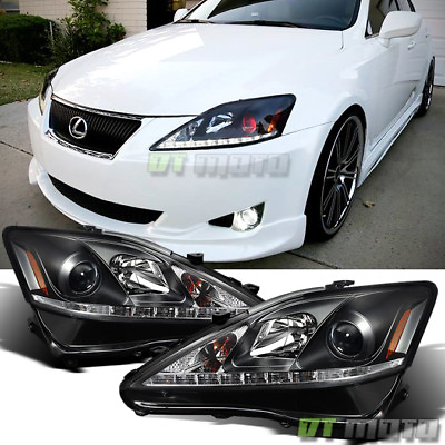 #ad For 2006 2010 Lexus IS250 IS350 Black LED DRL Projector Headlights LeftRight $339.99