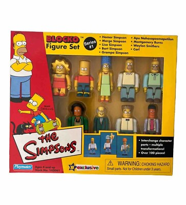 #ad Playmates BLOCKO The Simpsons 9 Figure Set Series 1 Toys R Us Exclusive 2002 $25.00