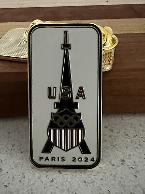 #ad 2024 Paris Olympics Pin Badge Eiffel Tower USA $13.95