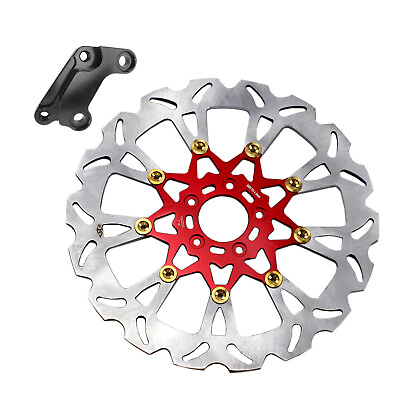 #ad 14.0quot; Red Big Floating Front Brake Rotor w Caliper Adapter for Harley Softail XL $179.95