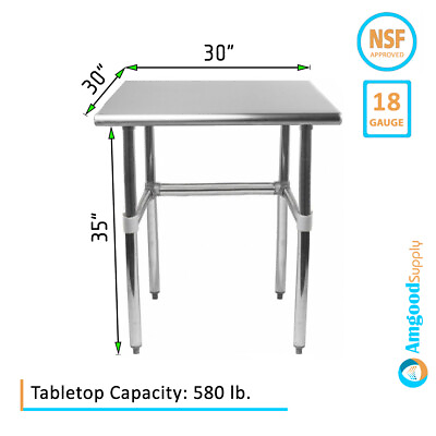 #ad 30quot; X 30quot; Stainless Steel Open Base Table NSF Prep Metal Work Table $239.95