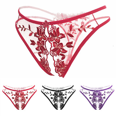 #ad Women#x27;s Briefs G String Open Crotch Panties Lace Underwear Lingerie Underpants $9.79