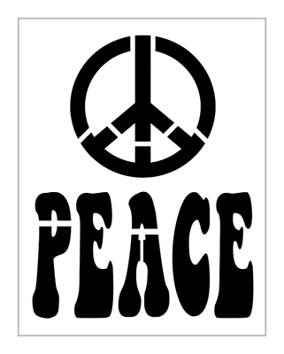 #ad Peace Stencil Sign Groovy Font 70s Symbol Saying 8quot; x 10quot; Reusable Sheet S1129 $11.99
