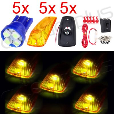 #ad 5PCS AMBER LENS T10 4SMD BLUE LED ROOF CAB MARKER LIGHT W WIRING KIT FOR CHEVY $20.82