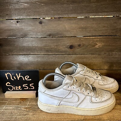 #ad Big Kids Nike Air Force 1 LE White Athletic Casual Sneakers Shoes Size 5.5 Y GUC $19.99