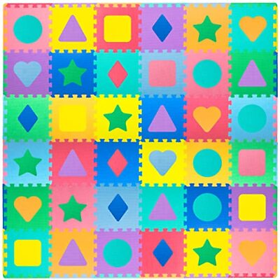 #ad Kids Foam Puzzle Floor Play Mat with Shapes amp; Colors 36 Tiles 12quot;x12quot; and 24... $51.50