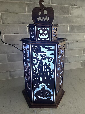 #ad Halloween decoration. Wooden Table Led Lamp With Control Remote $140.00
