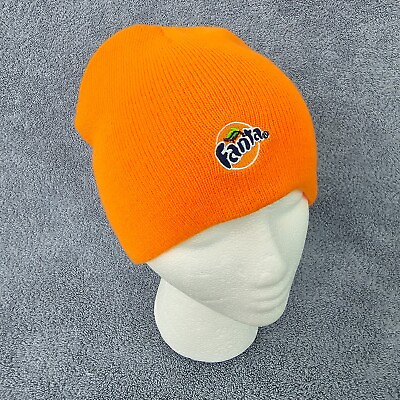 #ad Fanta Soda Beanie Hat Orange Halloween Cap Jack o Lantern Face Skull Cap OSFM $11.99
