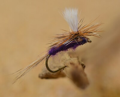#ad 12 Flies Purple Haze Dry Fly Mustad Signature Fly Fishing Hooks $8.99